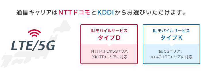 通信キャリアはNTTドコモとKDDIからお選びいただけます。