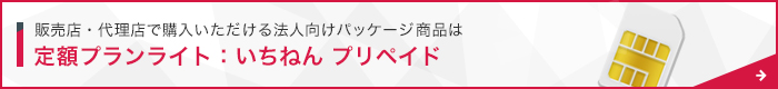 販売店・代理店で購入いただける法人向けパッケージ商品は定額プランライト：いちねん プリペイド