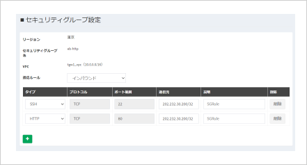 セキュリティグループ設定