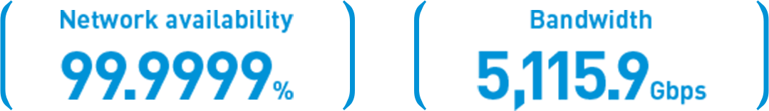 Network availability 99.9999%, Bandwidth 5,115.9Gbps