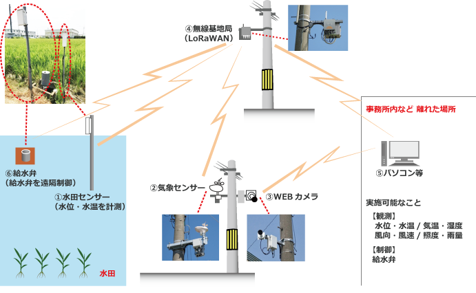 ICTを活用した稲作支援の実証実験 イメージ図