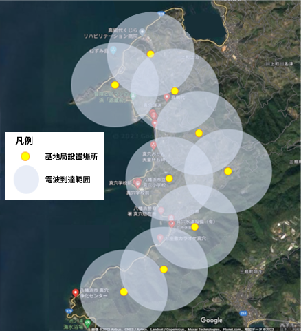 真穴地区基地局配置場所 / 電波到達イメージ